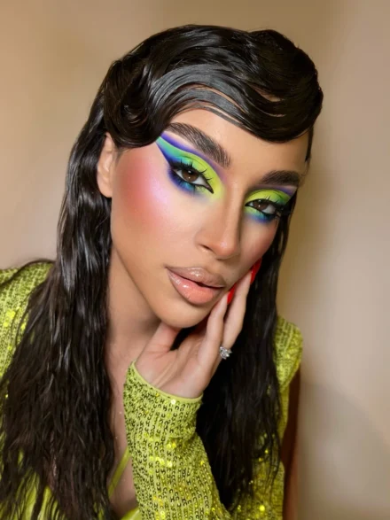 Glamorous colorful eye makeup look by Anna Balantinou